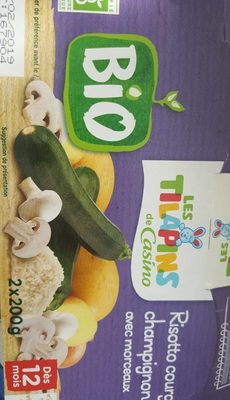 Risotto courgettes, champignons avec morceaux - Dès 12 mois BIO front packaging