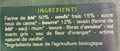 Brioche tressée pur beurre ingredients label