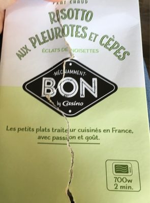 Risotto aux pleurotes et cèpes avec éclats de noisettes front packaging