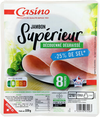Jambon Supérieur Découenné Dégraissé 25 % de sel