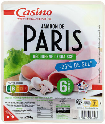 Jambon de Paris Découenné Dégraissé 25% de sel