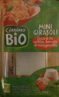 Mini Girasoli farce à la ricotta, tomate et mozzarella BIO - Spécialités céréalières à base de semoule de blé dur, de sarrasin et de paprika avec farce à la ricotta, au double concentré de tomate et à la mozzarella