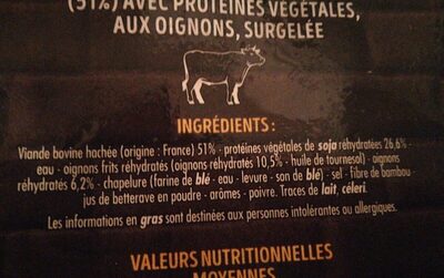 Burgers oignon ingredients label
