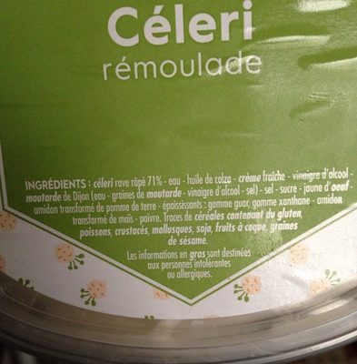 Céleri Rémoulade ingredients label
