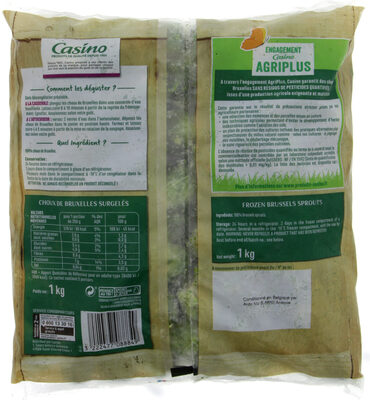 Choux de Bruxelles Agriplus nutrition facts table