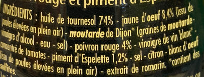 Mayonnaise ingredients label