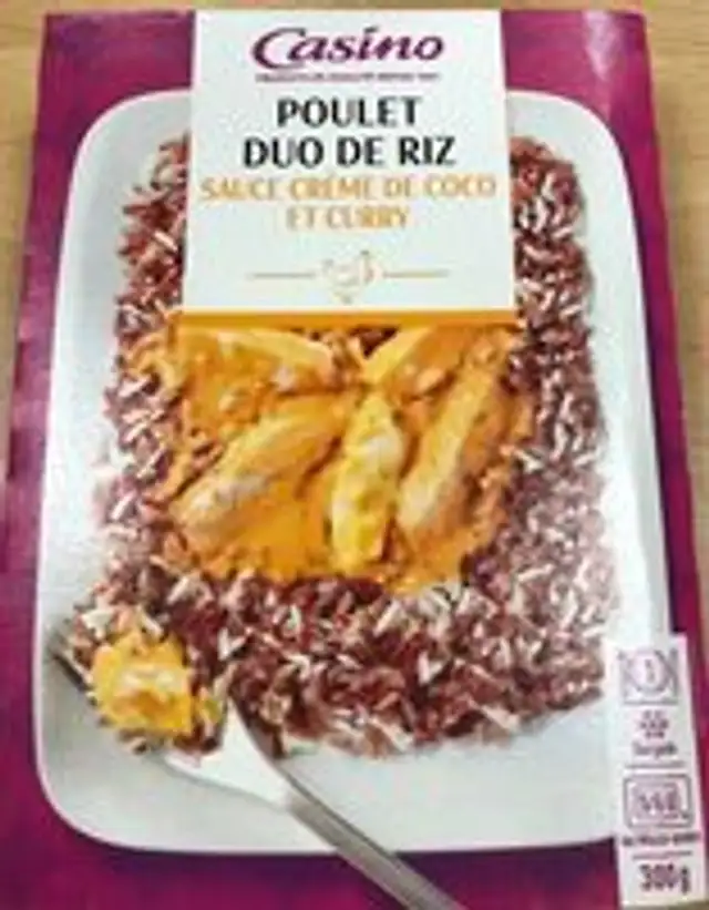 Poulet duo de riz sauce crème de coco et curry