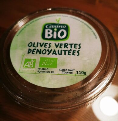 Olives vertes dénoyautées front packaging