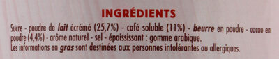 Cappuccino saveur chocolat ingredients label