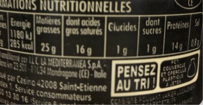 Mozzarella di Bufala Campana AOP billes nutrition facts table