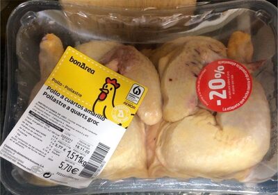 Pollo a cuartos amarillo front packaging