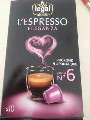 Café l'espresso eleganza N°6 LEGAL x10 capsules front packaging