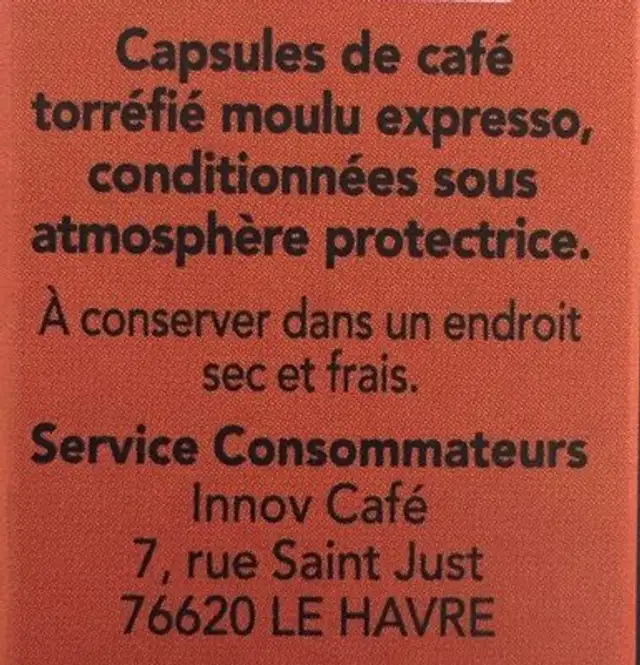 L'espresso colombie n7 ingredients label