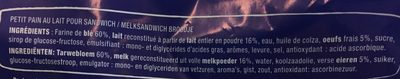 Pains au lait pour sandwiches ingredients label