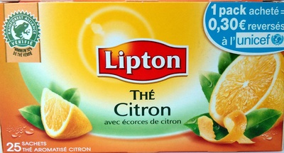 Lipton Thé Noir Citron notes Fraiches et Légères 25 Sachets