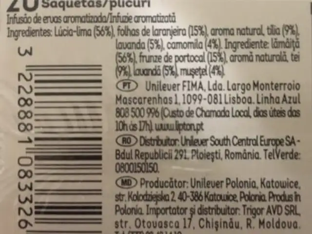 Cha Noite Tranquila 20SAQUETSS ingredients label