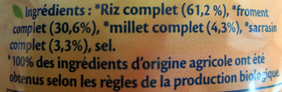 Galettes 4 Céréales Bio ingredients label