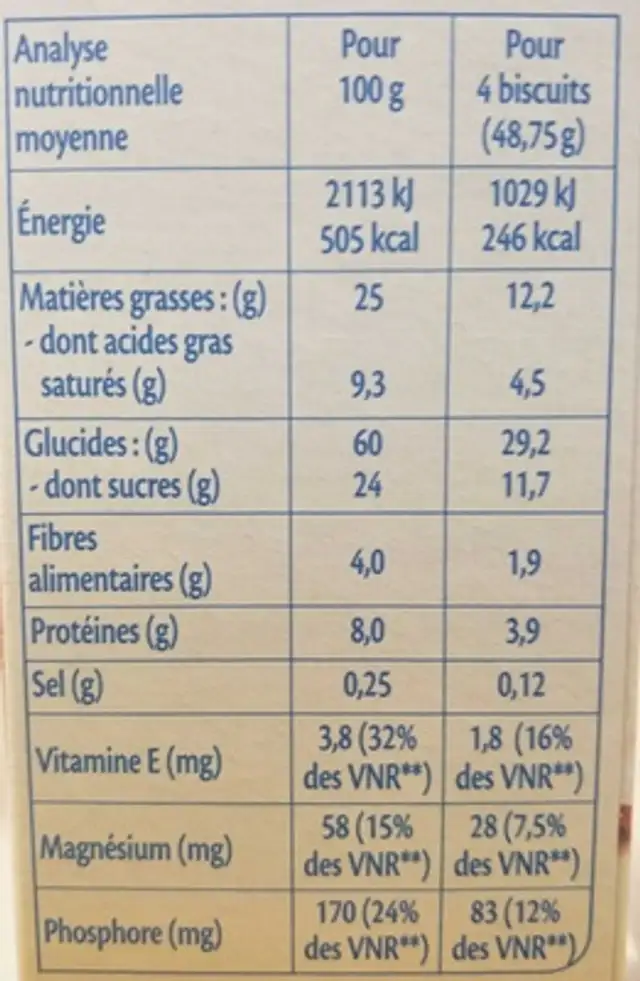 Equilidej Céréales Miel Noisettes nutrition facts table
