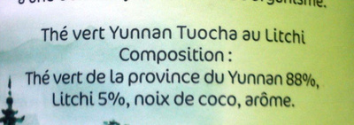 Thé vert ligne au Litchi ingredients label