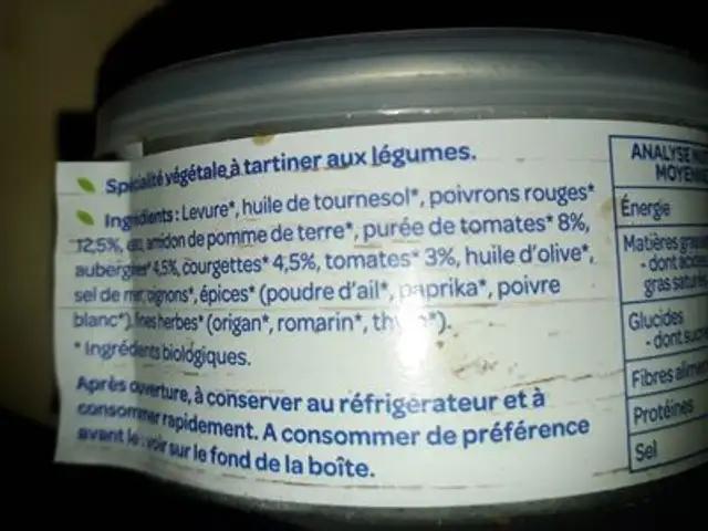 Terrine légumes du soleil ingredients label