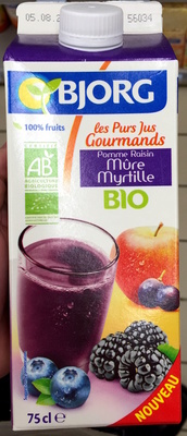 Les Purs Jus Gourmands Pomme Raisin Mure Myrtille bio