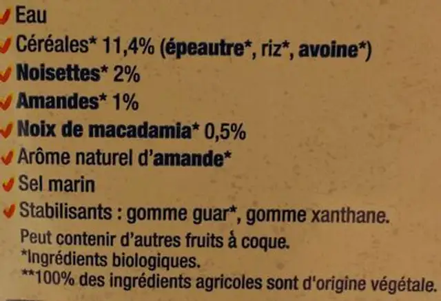 3 noix ingredients label