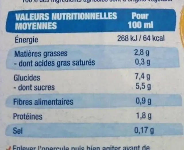 3 noix nutrition facts table