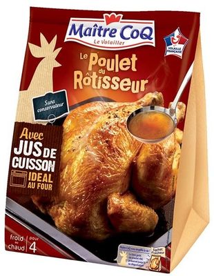 Le poulet du rôtisseur avec jus de cuisson