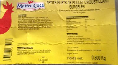 Petits filets de poulet croustillant surgelés