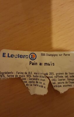 Pain au maïs ingredients label