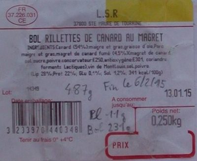 Bol Rillettes de canard au magret front packaging