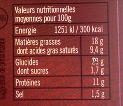 Feuilleté vigneron nutrition facts table