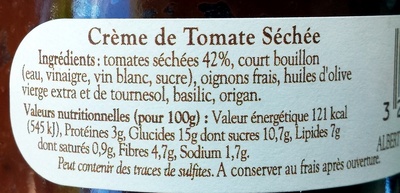 BIO Crème de Tomate Séchée ingredients label