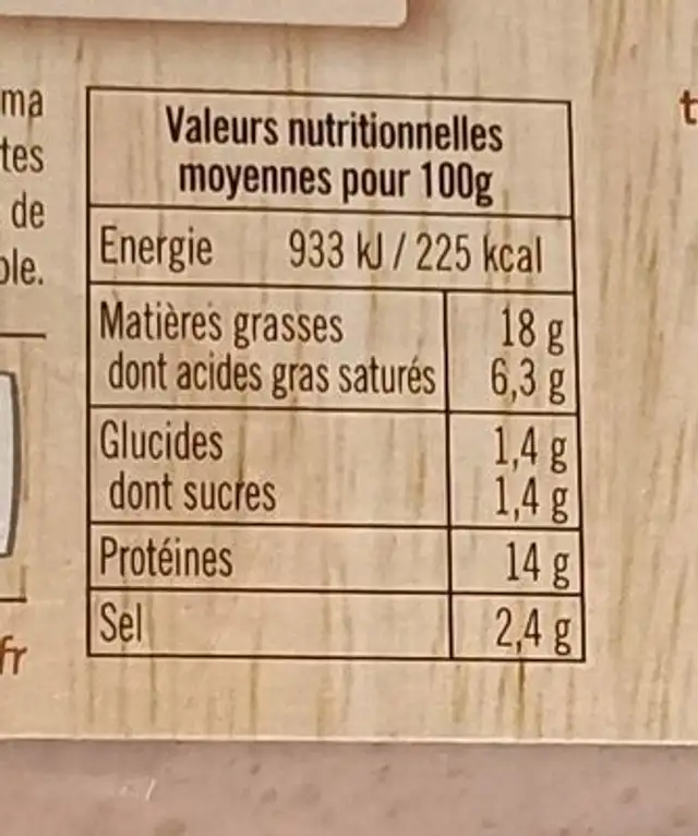 Pierre Schmidt, Saucisse de jambon, les 8 tranches 150 g nutrition facts table