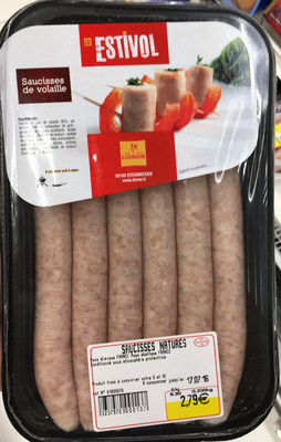 Saucisses de volaille natures front packaging