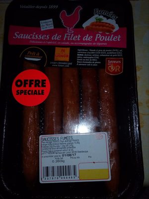 Saucisse de filet de poulet fumées front packaging