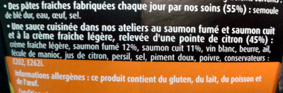 PastaBox - Fusilli au Saumon et Pointe de citron ingredients label