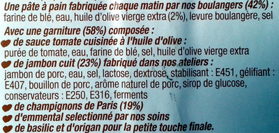 L'ovale Jambon champignons ingredients label