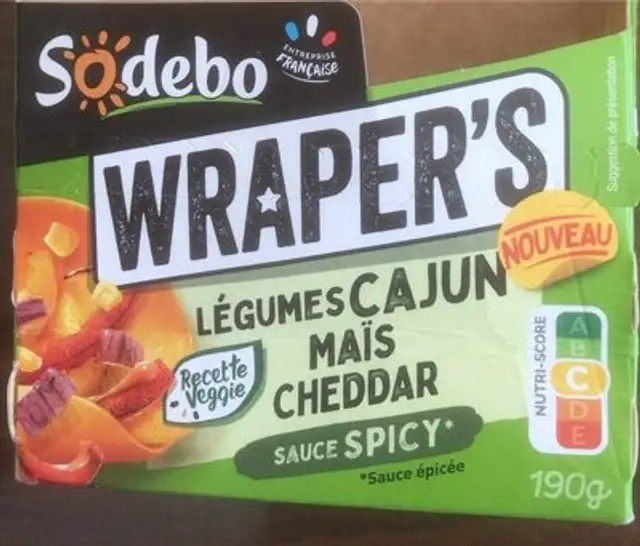 Wraper’s légumes cajun maïs cheddar front packaging