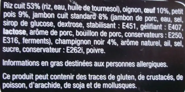 Taka - Riz cantonais ingredients label