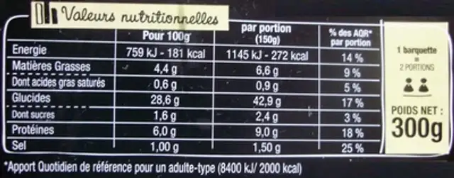 Taka - Riz cantonais nutrition facts table
