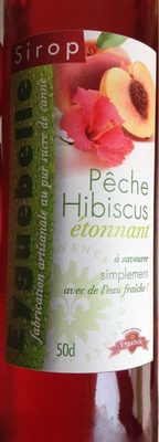 Sirop pêche hibiscus front packaging