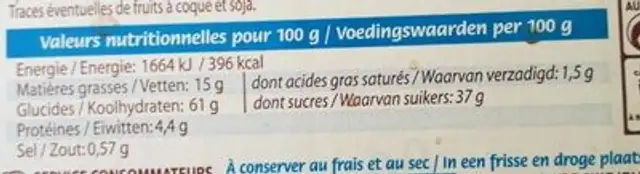 30 cakes rocher aux fruits nutrition facts table
