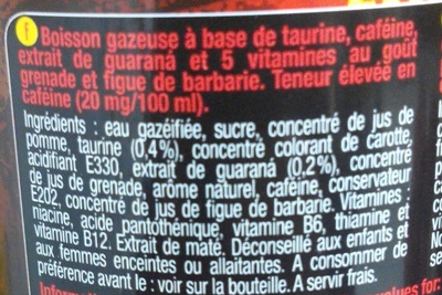 Red Night ingredients label