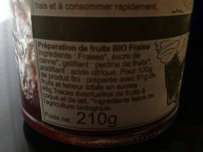 Les petites parisiennes confiturières Fraise bio ingredients label