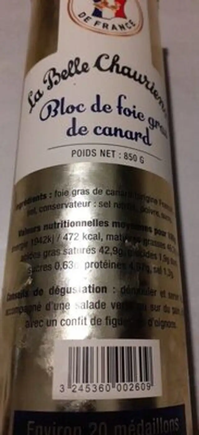 La belle chaurienne nutrition facts table