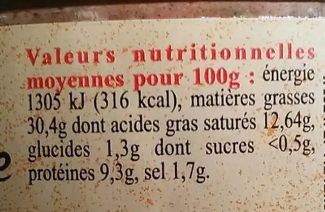 Confit de foie de volaille à l'armagnac ingredients label