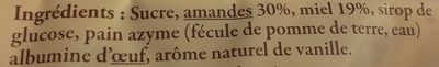 Nougat de Montélimar ingredients label