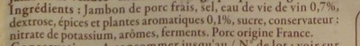 Jambon de Vendée IGP ingredients label