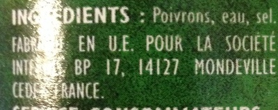 Poivrons grillés au naturel ingredients label